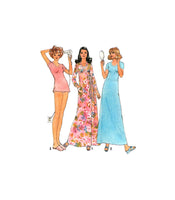 Simplicity 7654 Nightgown/Nightdress in Two Lengths, Bikini Panties and Robe, Partially Cut, Complete Sewing Pattern Size 12-14