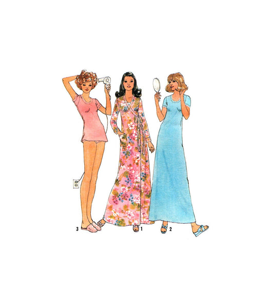 Simplicity 7654 Nightgown/Nightdress in Two Lengths, Bikini Panties and Robe, Partially Cut, Complete Sewing Pattern Size 12-14