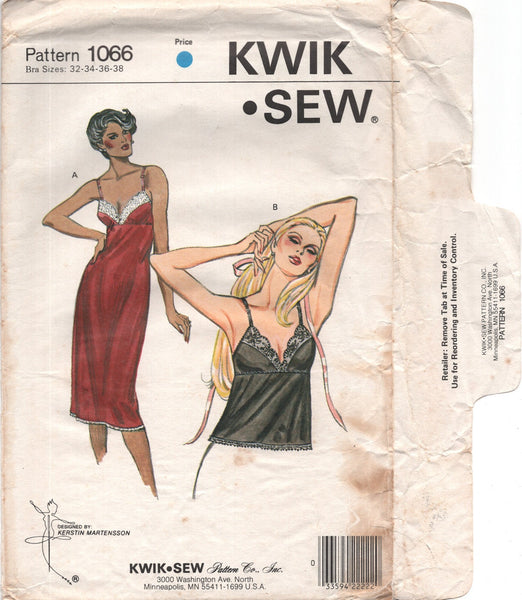 Kwik Sew 1066 Lingerie: Bra Slip and Bra Camisole with Lace Trim, Uncu –  Patterns Central