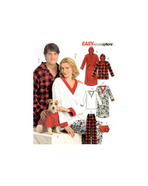 McCall's 5770 Unisex Sleepwear: Tops, Pants, Nightshirts and Dog Coat, Uncut, Factory Folded Sewing Pattern Multi Size 29.5-36