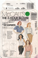 McCall's 7066 Palmer Petsch Three Hour Blouse with Sleeve Variations Sewing Pattern Size 14