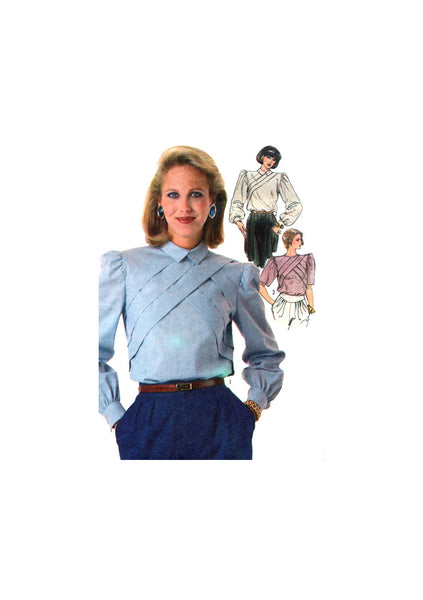 Simplicity 7121 Back Button Closing Blouse with Front Tuck Variations, Uncut, Factory Folded Sewing Pattern Size 10