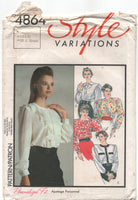 Style 4864 Blouse with Cuffed Sleeves and Neckline Variations, Uncut, Factory Folded Sewing Pattern Size 6-10