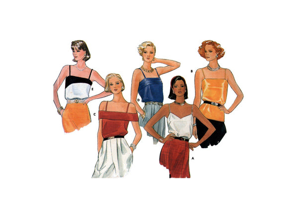 Butterick 3193 Camisole Tops with Style Variations, Partially Cut, Complete Sewing Pattern Size 8