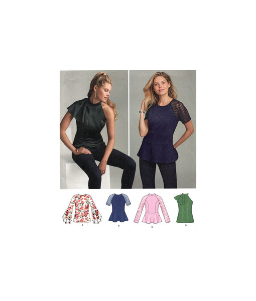 Simplicity 8512 Tops with or without Peplum and Sleeve and Neckline Variations, Uncut, Factory Folded Sewing Pattern Multi Size 6-14