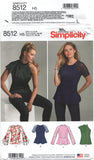 Simplicity 8512 Tops with or without Peplum and Sleeve and Neckline Variations, Uncut, Factory Folded Sewing Pattern Multi Size 6-14