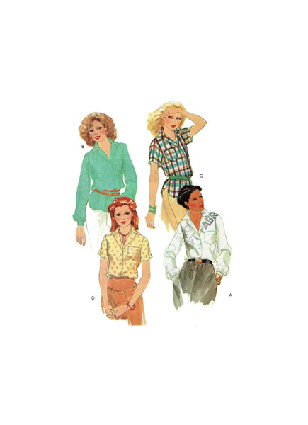 McCall's 6433 Front Button Shirt with Shaped Side Vents and Long or Short Sleeves, Uncut, Factory Folded Sewing Pattern Size 12
