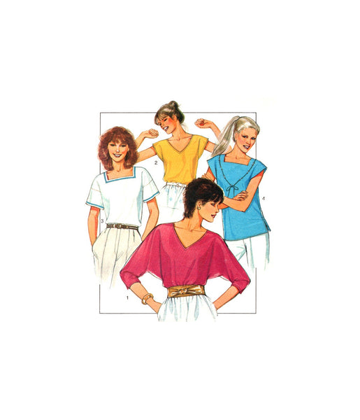 Style 3854 Pullover Tops with Sleeve and Neckline Variations, Uncut, Factory Folded Sewing Pattern Size 10-14
