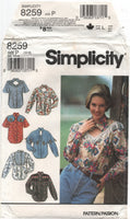 Simplicity 8259 Women's Western Style Shirts with Long or Short Sleeves, Uncut, Factory Folded Sewing Pattern Size 12-16