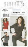 Vogue Designer Original 8793 Katherine Tilton Fitted Pullover Tops, Uncut, Factory Folded Sewing Pattern Multi Size 4-14