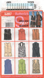 Butterick 5207 Lined Vest in Two Lengths with Neckline Variations, Uncut, Factory Folded Sewing Pattern Size 6-10