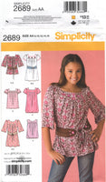 Simplicity 2689 Girls' Plus Dress or Tunic and Belt, Uncut, Factory Folded Sewing Pattern Multi Size 8-16