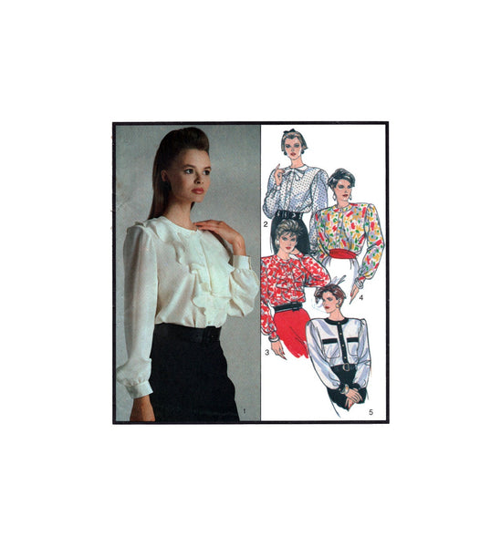Style 4864 Blouse with Cuffed Sleeves and Neckline Variations, Uncut, Factory Folded Sewing Pattern Size 6-10