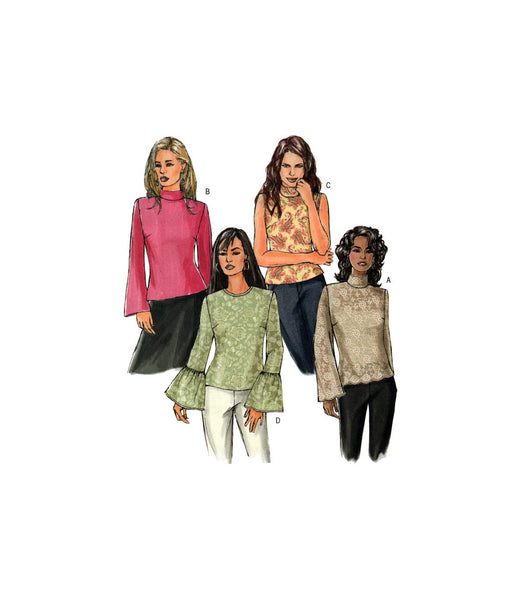 Butterick 4922 Top with Collar or Jewel Neckline and Sleeve Variations, Uncut, Factory Folded Sewing Pattern Size 6-12