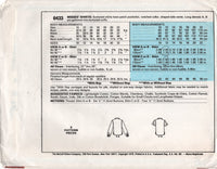 McCall's 6433 Front Button Shirt with Shaped Side Vents and Long or Short Sleeves, Uncut, Factory Folded Sewing Pattern Size 12