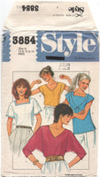 Style 3854 Pullover Tops with Sleeve and Neckline Variations, Uncut, Factory Folded Sewing Pattern Size 10-14