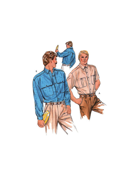 Kwik Sew 1627 Men's Short or Long Sleeve Shirt, Uncut, Factory Folded Sewing Pattern Multi Size 34-48