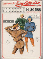 Neue Mode 20588 Shirts with Concealed Buttons & Optional Western Style Tassles, Uncut, Factory Folded, Sewing Pattern Multi Size 10-20
