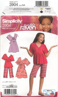 Simplicity 3904 Girls' Dress in Two Lengths, Top and Shorts, Uncut, Factory Folded Sewing Pattern Multi Junior Size 8-16