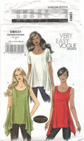 Vogue 8651 Close Fitting Tunic with Scoop Neckline and Sleeve Variations, Uncut, Factory Folded Sewing Pattern Multi Size 4-14