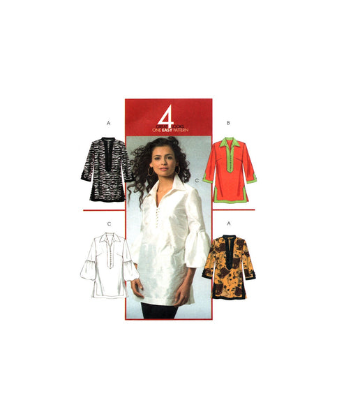 McCall's 5556 Pullover Tunics with Two Sleeve Styles, Uncut, Factory Folded Sewing Pattern Multi Size 8-16