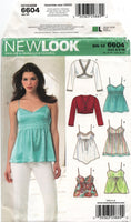 New Look 6604 Baby Doll Tops with Hemline Variations and Bolero Jacket, Uncut, Factory Folded Sewing Pattern Multi Size 6-16