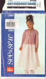 See&Sew 3367 Sewing Pattern, Girl's Cardigan, Top and Skirt, Size 7-8-10, Uncut, Factory Folded