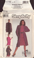 Simplicity 7715 Sewing Pattern, Dress, Top, Skirt and Coat or Jacket, Size 6-8-10