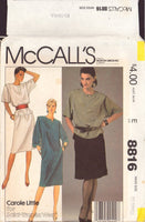 McCall's 8816 Sewing Pattern, Dress or Tunic and Skirt, Size 6-8, Uncut, Factory Folded