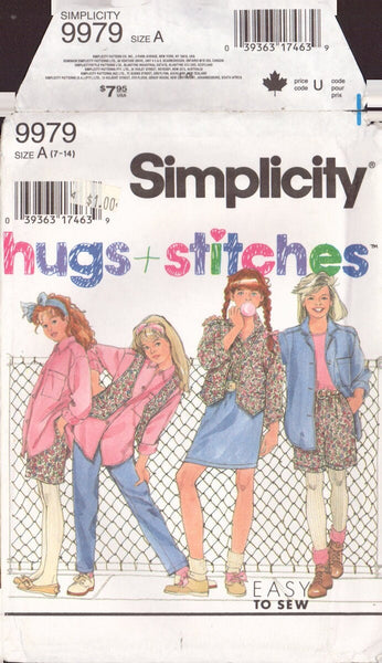 Simplicity 9979 Sewing Pattern, Girls' Pants or Shorts, Skirt, Shirt and Vest, Size 7-14, Uncut, Factory Folded