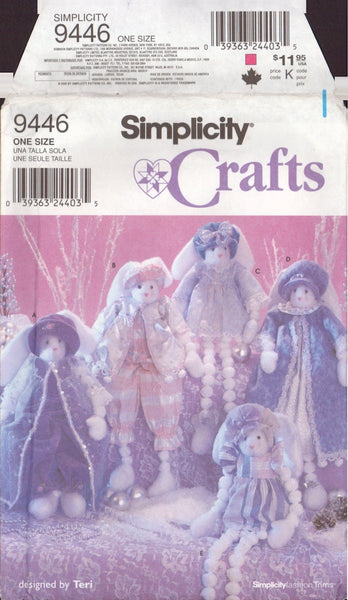 Simplicity 9446 Sewing Pattern, Snowball Bunnies, Onze Size, Uncut, Factory Folded