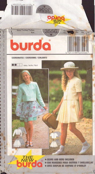 Burda 3556 Sewing Pattern, Jacket and Skirt, Size 10-12 13jun-15jun, Uncut, Factory Folded