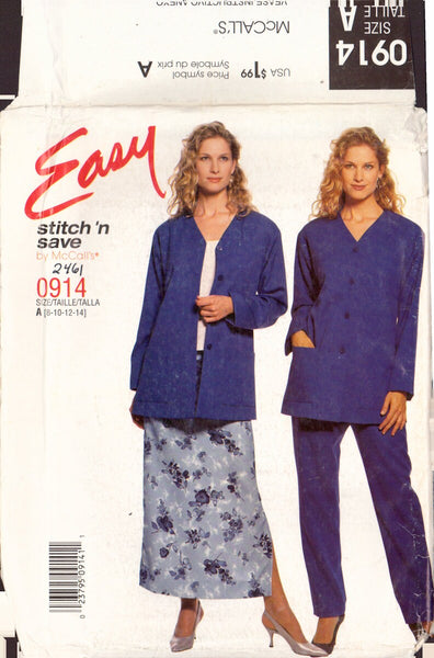 Stitch 'n Save 0914 Sewing Pattern, Women's Cardigan, Pants and Skirt, Size 8-10-12-14, Uncut Factory Folded