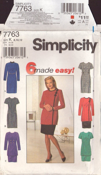 Simplicity 7763 Sewing Pattern, Dress or Tunic and Skirt, Size 8-10-12, Uncut, Factory Folded