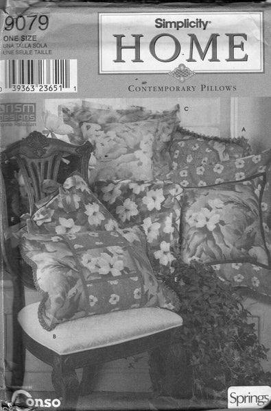 Simplicity 9079 Sewing Pattern, Contemporary Pillows, One Size, Uncut, Factory Folded