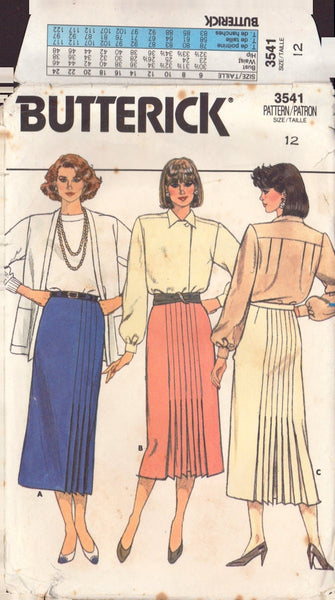 Butterick 3541 Sewing Pattern, Skirt, Size 12, Cut, Complete