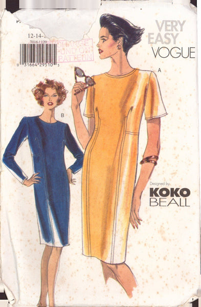 Vogue 7016 Sewing Pattern, Dress, Size 12-14-16, Neatly Cut, Complete