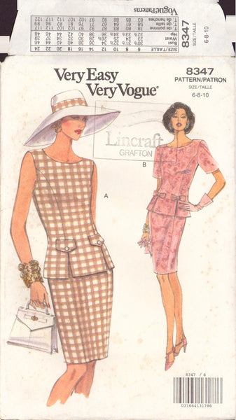 Vogue 8347 Sewing Pattern, Top and Skirt, Size 6-8-10, Cut, Incomplete