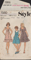 Style 1560 Sewing Pattern, Girls' Dress or Pinafore, Size 10, Neatly Cut, Complete