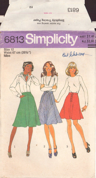 Simplicity 6813 Sewing Pattern, Bias Skirts, Size 12, Partially Cut, Complete