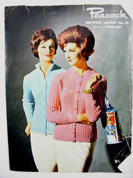 Vintage Mid-Century 1960's Peacock Leaflet No. 35 Ladies' Cardigan with Collar Knitting Pattern