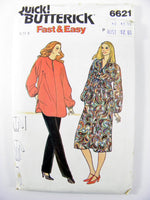 Butterick 6621 Maternity Dress or Tunic Top with Dolman Sleeves and Straight Pants, Uncut, Factory Folded Sewing Pattern Size 8