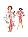 1988 Vogue 7253 Misses' Below Hip Jacket, Wrap Top with Shawl Collar and Straight Skirt, Uncut, Factory Folded Sewing Pattern Size 8-10-12