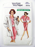 1988 Vogue 7253 Misses' Below Hip Jacket, Wrap Top with Shawl Collar and Straight Skirt, Uncut, Factory Folded Sewing Pattern Size 8-10-12