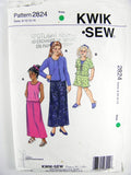 Kwik Sew 2824 Girls' Tops, Cardigans and Skirts All with Sleeve and Length Variations, Uncut, Factory Folded Sewing Pattern Size 8-14