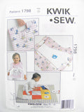 Kwik Sew 1798 Baby's Bib with Applique, Carry-Along Changing Pad and Play Quilt with Toys, Uncut, Factory Folded Sewing Pattern