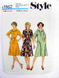 70s Style 1162 Tucked Dress or Top with Collar, Elbow Length Sleeves with Turn Back Cuffs and Panelled Skirt, Uncut Sewing Pattern Size 10