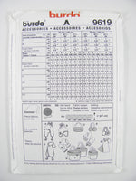 Burda 9619 Childs' Winter Accessories: Ear Flap Beanie, Beanie, Ear Muffs, Mittens, Scarf, Bags, Uncut, Factory Folded Sewing Pattern