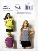 Butterick 5863 Connie Crawford Pullover Top with Neckline Variations, Uncut, Factory Folded Sewing Pattern Multi Size XS-XL