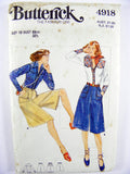 70's Butterick 4918 Fitted Shirt with Pointed Collar with Band and Slightly Flared Culottes Uncut, Factory Folded Sewing Pattern Size 10